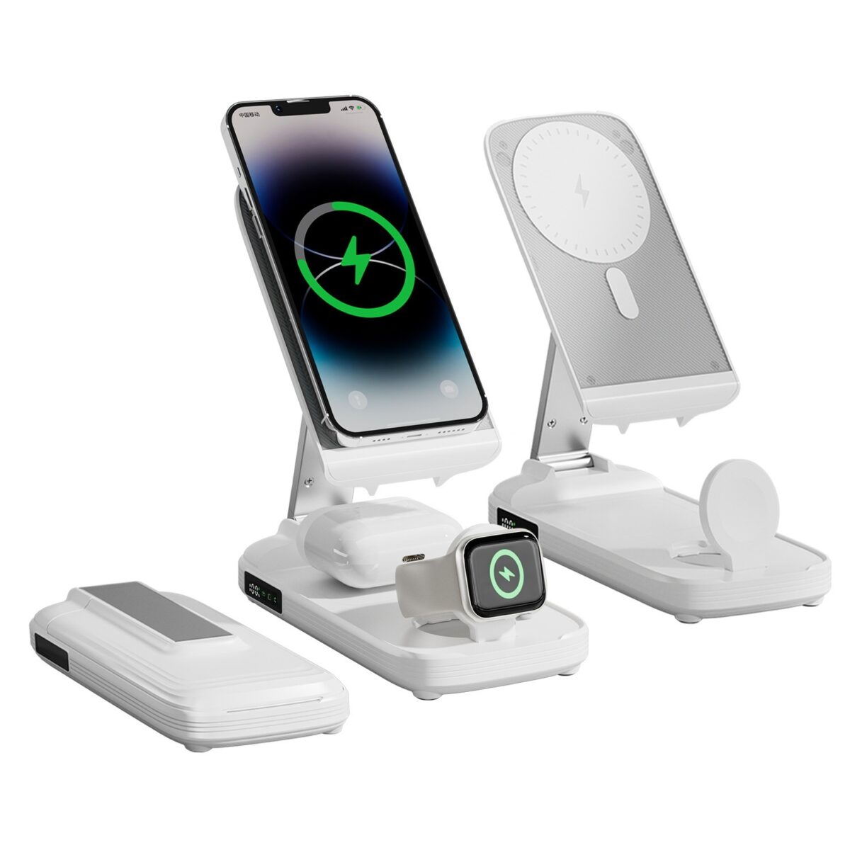 Three-in-one Magsafe Wireless Fast Charging Folding Mobile Phone Magnetic Bracket Vertical Power Bank - Image 5