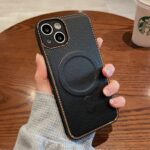 Magnetic Charging Woven Pattern Electroplating Mobile Phone Case - Image 5