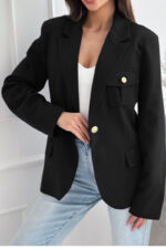 Double Breasted Solid Color Suit Small Coat For Women - Image 8