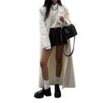 High-grade Double-sided Woolen White Elegant Slimming Draping Trench Coat - Image 5
