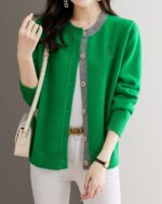Round Neck Wool Knit Cardigan Women's Loose Western Style Outer Wear - Image 7