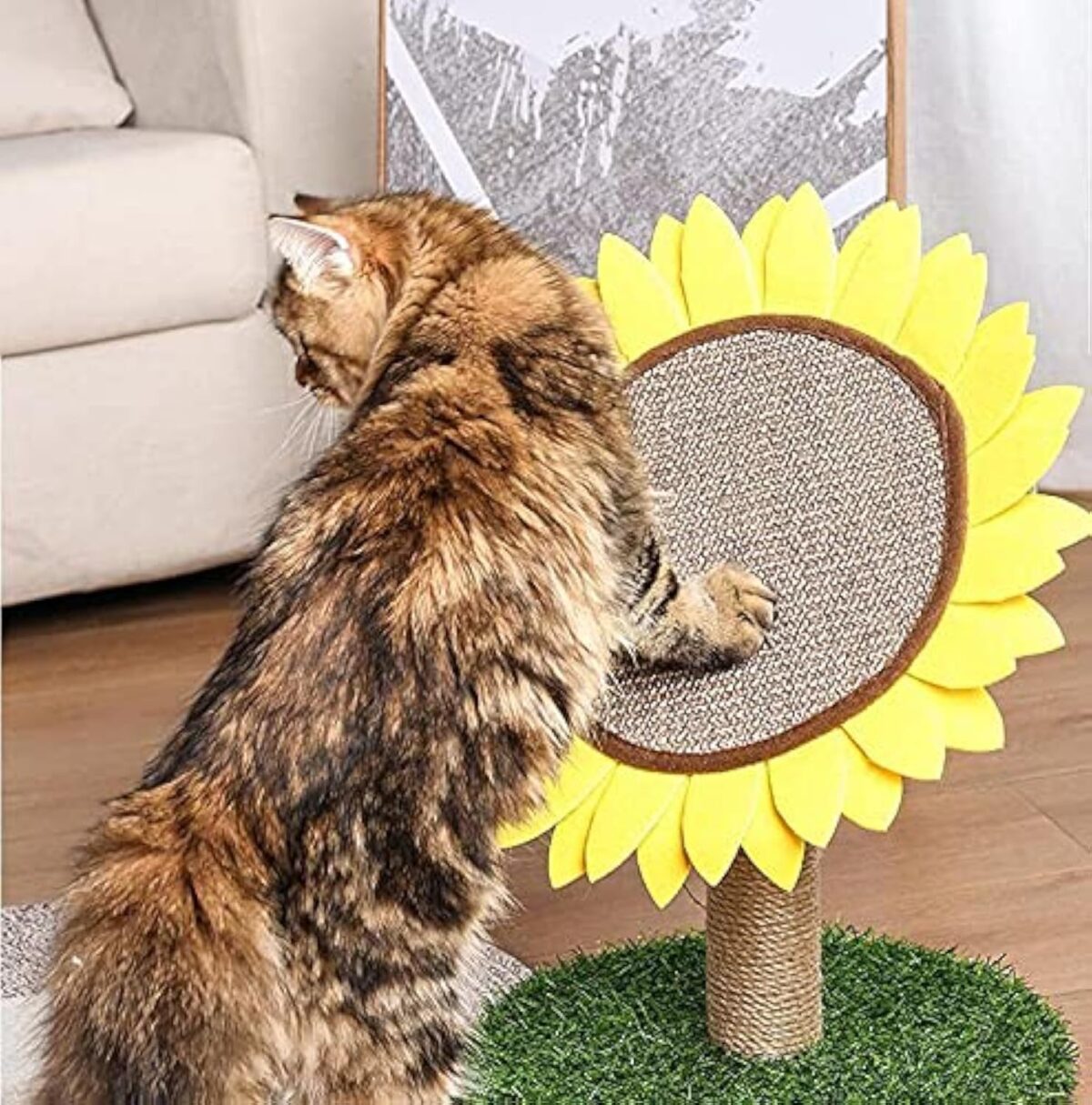 Sisal-Covered Cat Claw Scratcher Pole With Sunflower Cat Scratching Post And Flower Cat Tree Furniture - Image 6