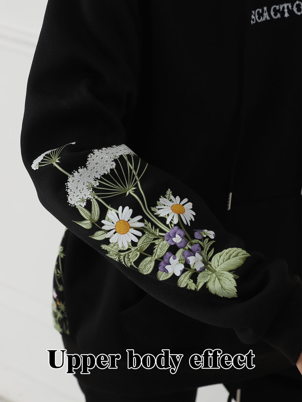 Women's Solid Color Floral Long Sleeved Sweatshirt - Image 6