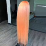 Light Orange Long Straight Hair 134 Front Lace Chemical Fiber High-temperature Fiber Wig Head Cover - Image 3