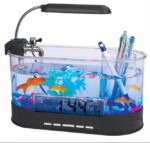 USB Desktop Streaming Mini Aquarium Time Date Week Temperature Alarm Transparent Pen Holder - Image 3