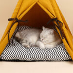 Sunset Yellow Cat Nest Pet Tent Semi-enclosed Four Seasons Universal Removable And Washable Cat Supplies - Image 3