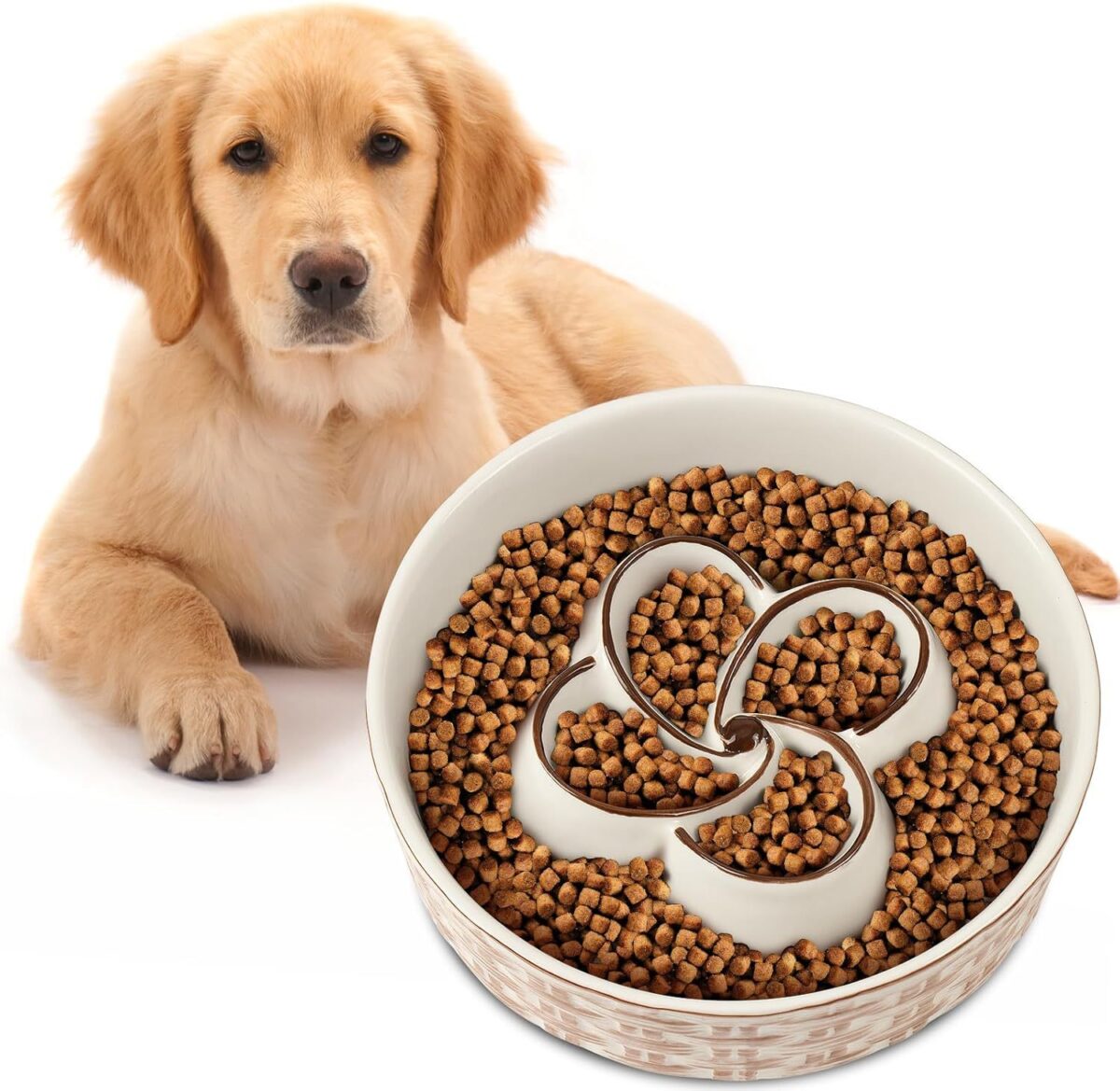 Ceramic Slow Feeder Dog Bowl Slow Feeder Dog Bowl For Medium Large Anti-Choking Slow Eating Dog Bowl Non Slip Dog Bowl Slow Feeder - Image 1