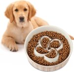 Ceramic Slow Feeder Dog Bowl Slow Feeder Dog Bowl For Medium Large Anti-Choking Slow Eating Dog Bowl Non Slip Dog Bowl Slow Feeder