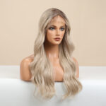 Gradient Golden Texture Large Curly Lace Wig For Women - Image 5