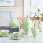 Modern Minimalist Coffee Set With Bone China Tracing Gold - Image 5