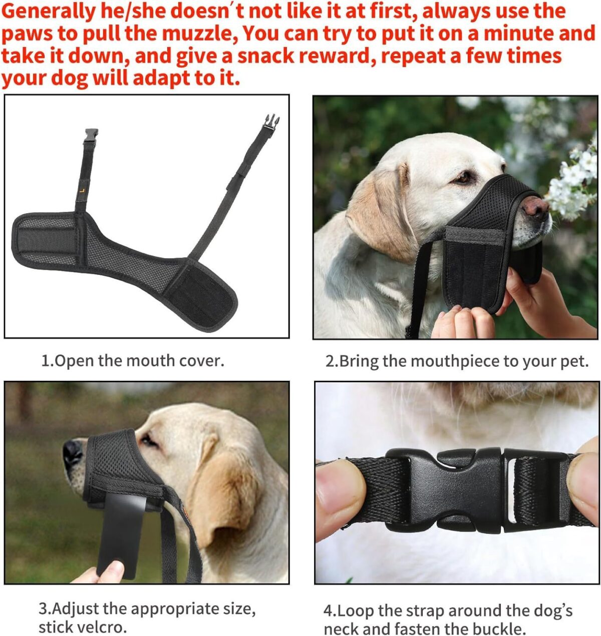 Dog Muzzle For Large Medium Small Dogs Mesh Muzzle For Dog To Prevent Biting Chewing Licking Eating Soft Dog Muzzle With Front Opening Design For Drinking Panting - Image 3
