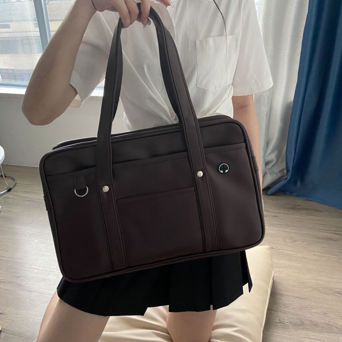 PU Uniform Bag, JK Large Handbag, School Bag With A Campus-supplied Feel, Japanese-style Female High School Student Bag, Unisex Shoulder Briefcase - Image 6