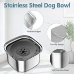 Pet Stainless Steel Water Bowl Large Capacity Floating - Image 5