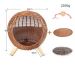 Breathable Rattan Woven Round Cat Bed PE Rattan Cat Climbing Frame Sleep Game Warm Pet Litter Cat Villa - Image 3
