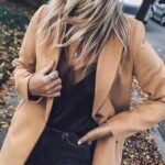 Thick Fashion Slim-fit Collar Pocket Mid-length Woolen Coat