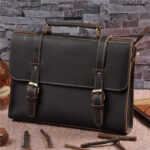 Mens Genuine Leather Cowhide Crazy Horse Leather Handbag - Image 4