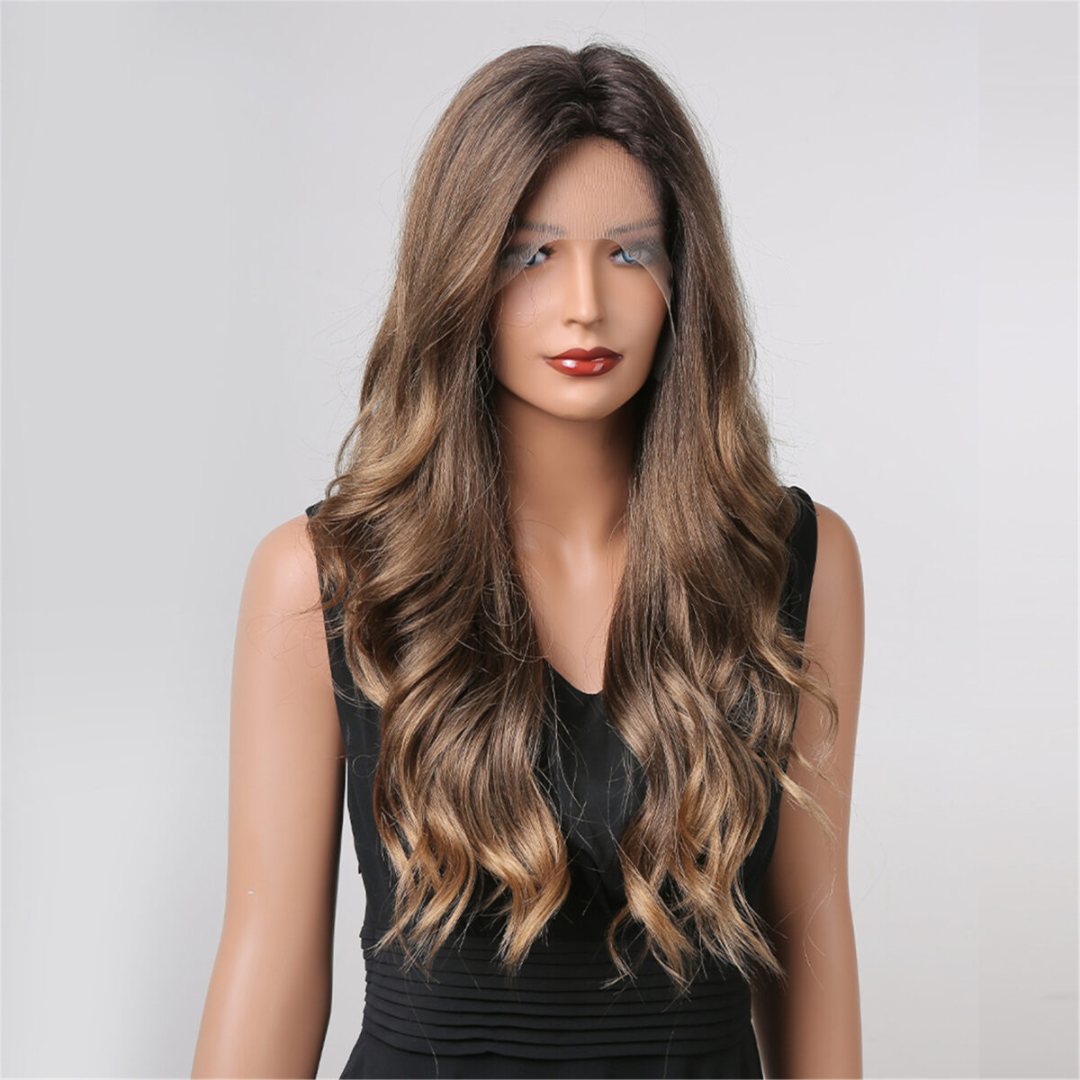 Brown Long Curly Hair European And American Wig - Image 2