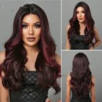 Middle Long Curly Hair With Reddish Brown High Temperature Silk Wig - Image 3