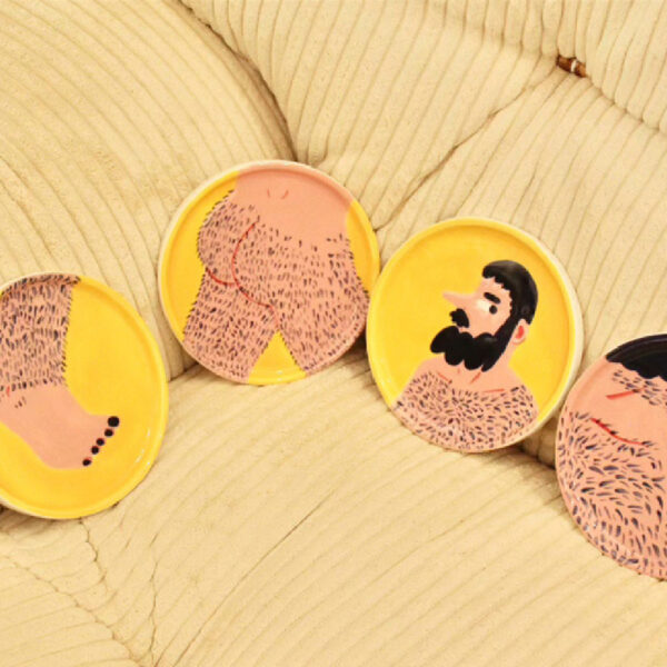 A Man's Ceramic Fruit Plate Released Into The Air