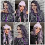 High Temperature Silk Medium Curly Hair Purple Mixed Color Women's Wig - Image 4
