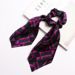 Geometric Hair Band Fashion Satin Big Bow Elastic Horse Tail Ribbon Fabric Large Hair Tie - Image 6