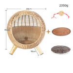 Breathable Rattan Woven Round Cat Bed PE Rattan Cat Climbing Frame Sleep Game Warm Pet Litter Cat Villa - Image 2