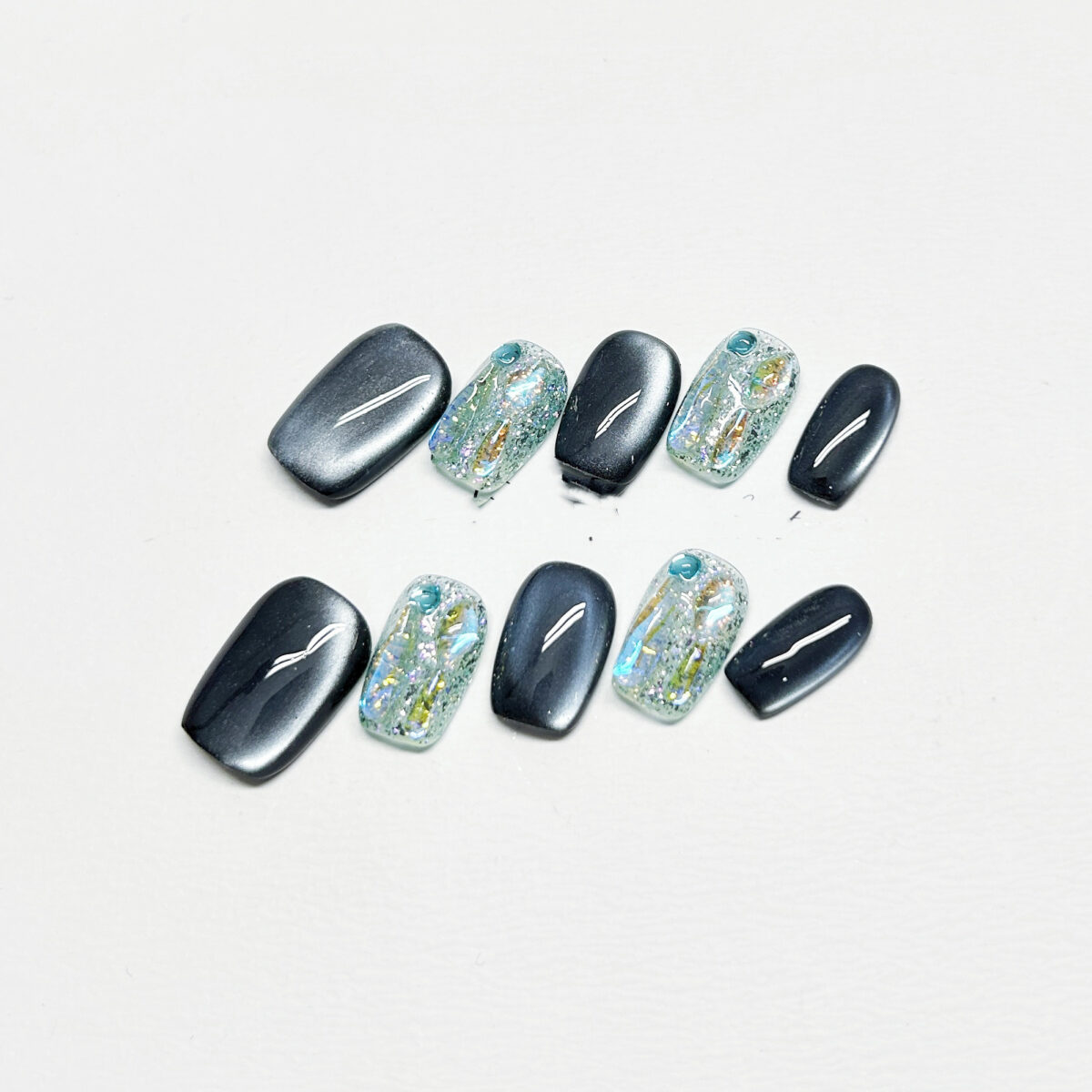 Women's Handmade Custom Dark Blue Cat's Eye Rhinestone White Niche High-grade Wear Armor - Image 8