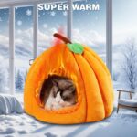 New Pumpkin Cat Bed Cat Beds For Indoor Cats Cute Pumpkin Shape Cat Cave Bed Cat Tent Halloween Cat House Bed Warm Sleeping Bed For Cats Small Dogs - Image 5