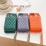 Crossbody Card Insert Case Luxury Rhombus Lamb Skin - Image 4