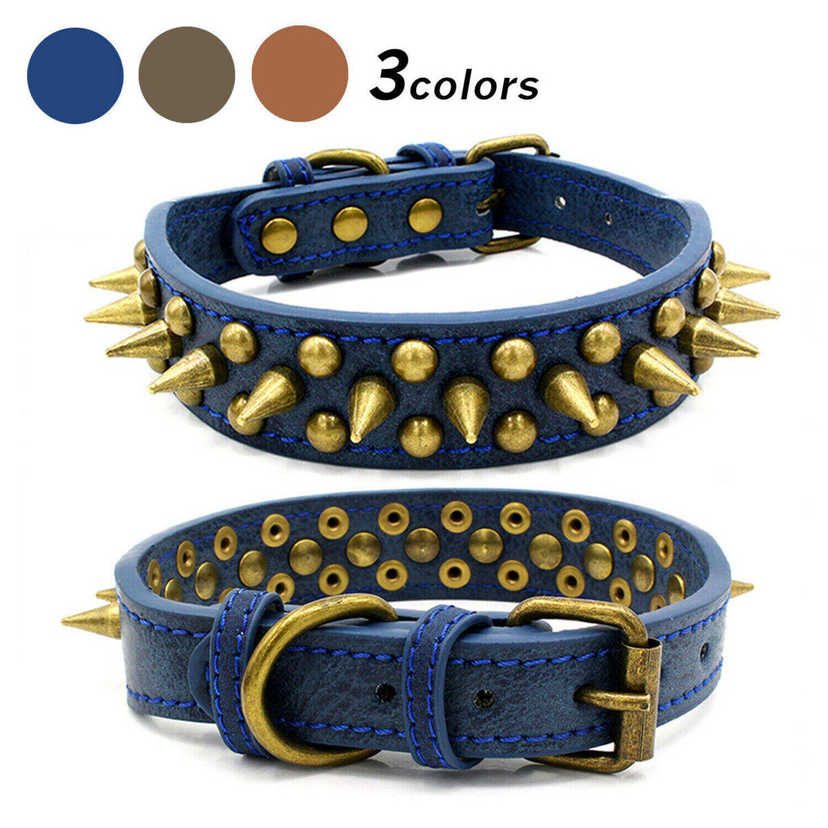 Retro Studded Spiked Rivet Large Dog Pet Leather Collar Pit Bull S-XL - Image 1