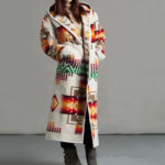 Women's Printing Pocket Long Sleeve Large Coat - Image 5