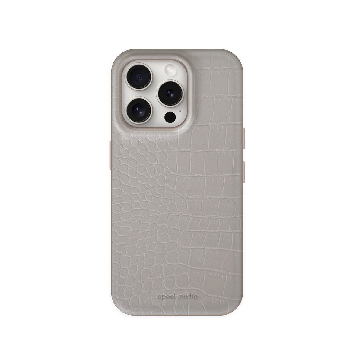 Cream Grey Patterned Leather Phone Case - Image 7