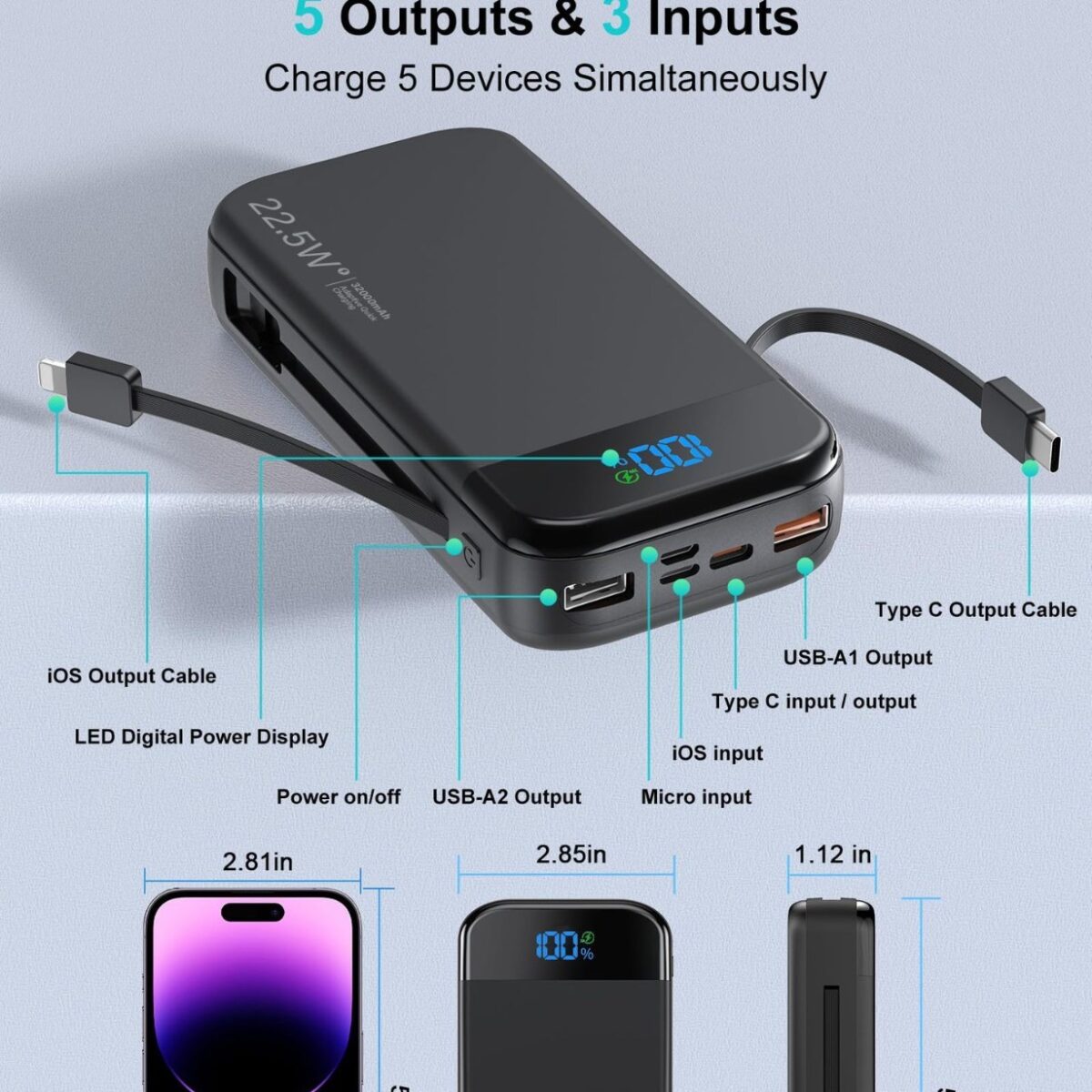 PSE Power Bank Fast Charge 32000mAh Large Capacity - Image 2