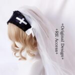 Nun Headdress Retro Hair Band Church Cross Embroidery Light Diamond Shawl Veil - Image 2