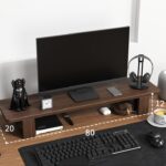 Computer Monitor Heightening Frame Office Desktop Shelf Shelving Solid Wood Storage Bracket - Image 4