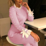 Fashion Blue Stitching Long-sleeved Top - Image 4