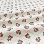 Door Width Diagonal Lattice Small Rose Jujube Red Cotton Twill Fabric