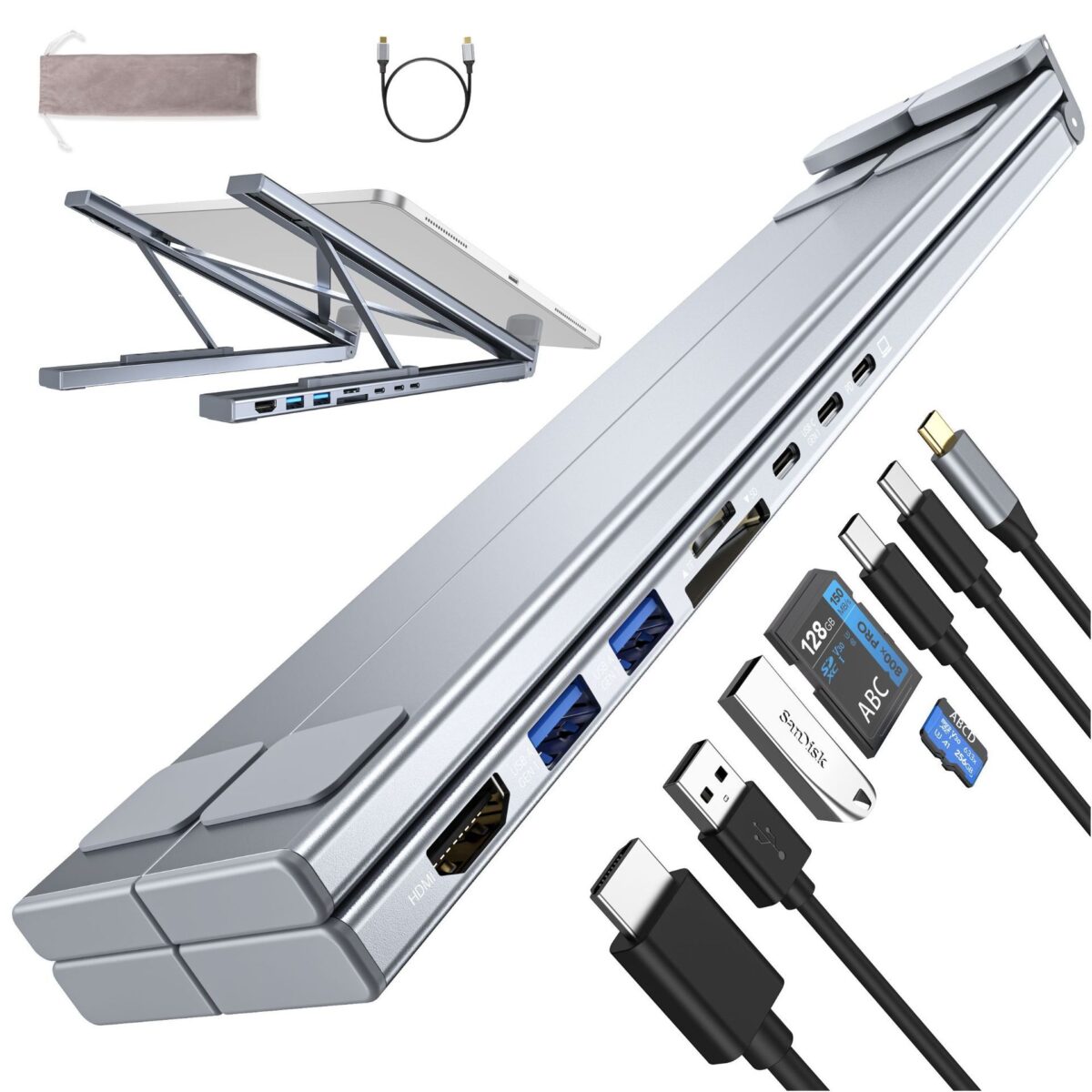Aluminum Alloy HUB Multi-interface HDMI 8 In 1 Docking Station Laptop Stand - Image 2
