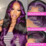 Gradient Purple Headgear Front Lace Real Human Hair