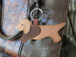 Dachshund Dog Pendant Handmade Cowhide Car Keychain - Image 4