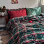 Ins Nordic Simple Plaid Christmas Cotton Yarn-dyed Washed Cotton Four-piece Set