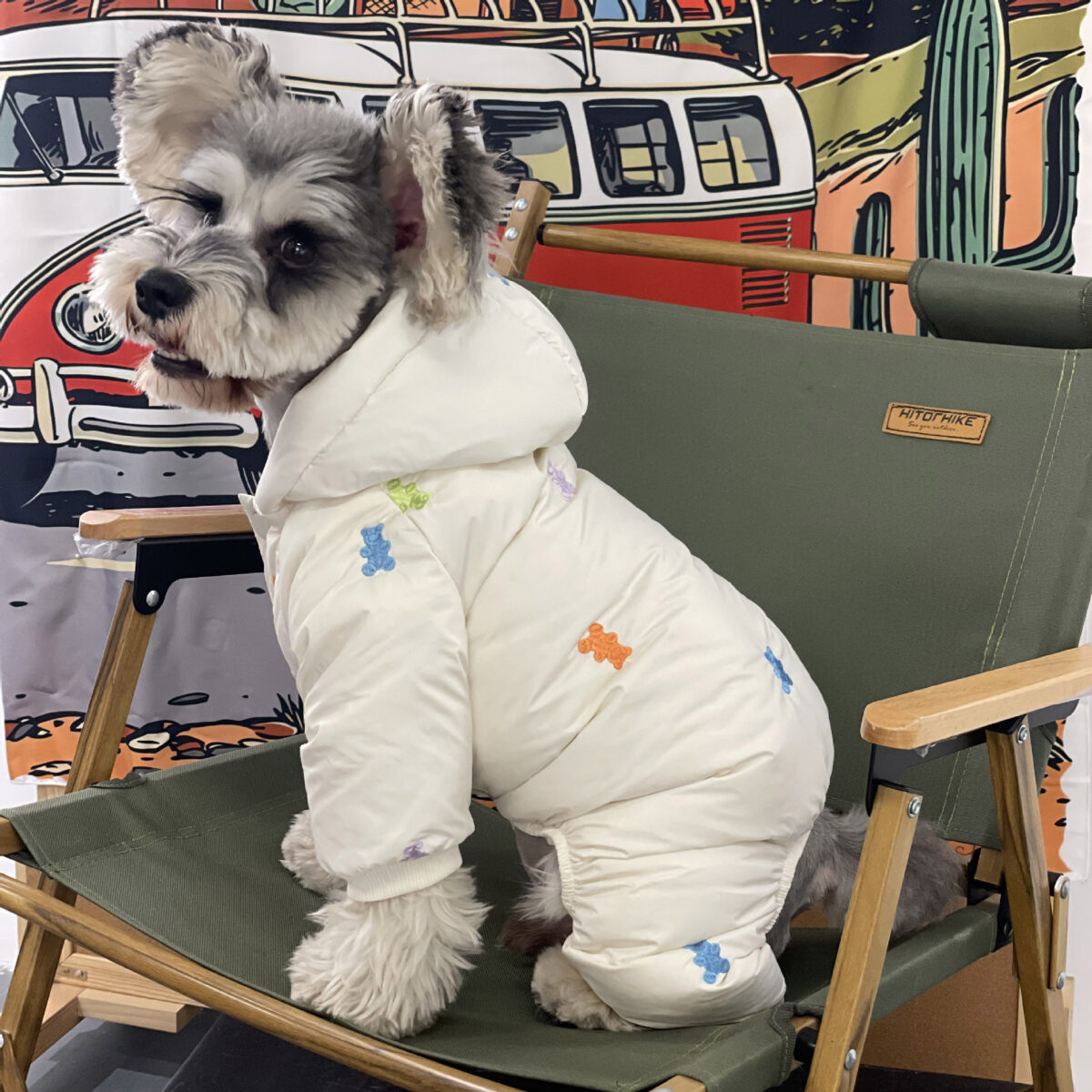 Dog Clothes Thickened Warm Teddy Schnauzer PomeranianBichon Frise Pug Hooded Pet Four Feet Down Jacket - Image 4