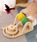 Creative Solid Wood Turntable Sisal Ball Cat Toy - Image 5