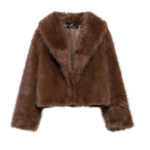 Retro Lapels Mink-like Artificial Fur Effect Short Coat - Image 6