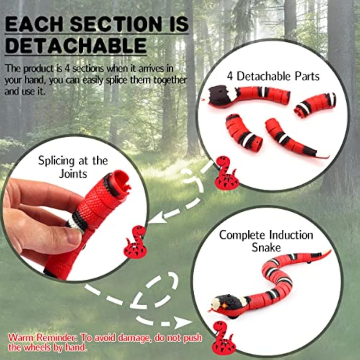 Interactive Cat Toy Snake Smart Sensing Snake Toy For Cat Dog Pet Toy Snake Electric Infrared Induction Snake Gag Toy USB Rechargeable Realistic RC Snake Tricky Joke Toy - Image 6