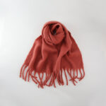 All-match Soft Glutinous Solid Color Cashmere-like Tassel Scarf For Women - Image 10