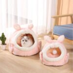 Bejirog Pink Screaming Rabbit Cat Nest Autumn And Winter Semi-closed Cat House - Image 2
