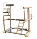 Parrot Toys Tiger Skin Peony Bird Stand Xuanfeng Xiaotai Stand Pepper Wooden Stand Sub-stand Pole - Image 6