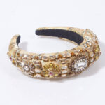 Imitation Pearl Retro Headband Floral Woven Fabric - Image 8