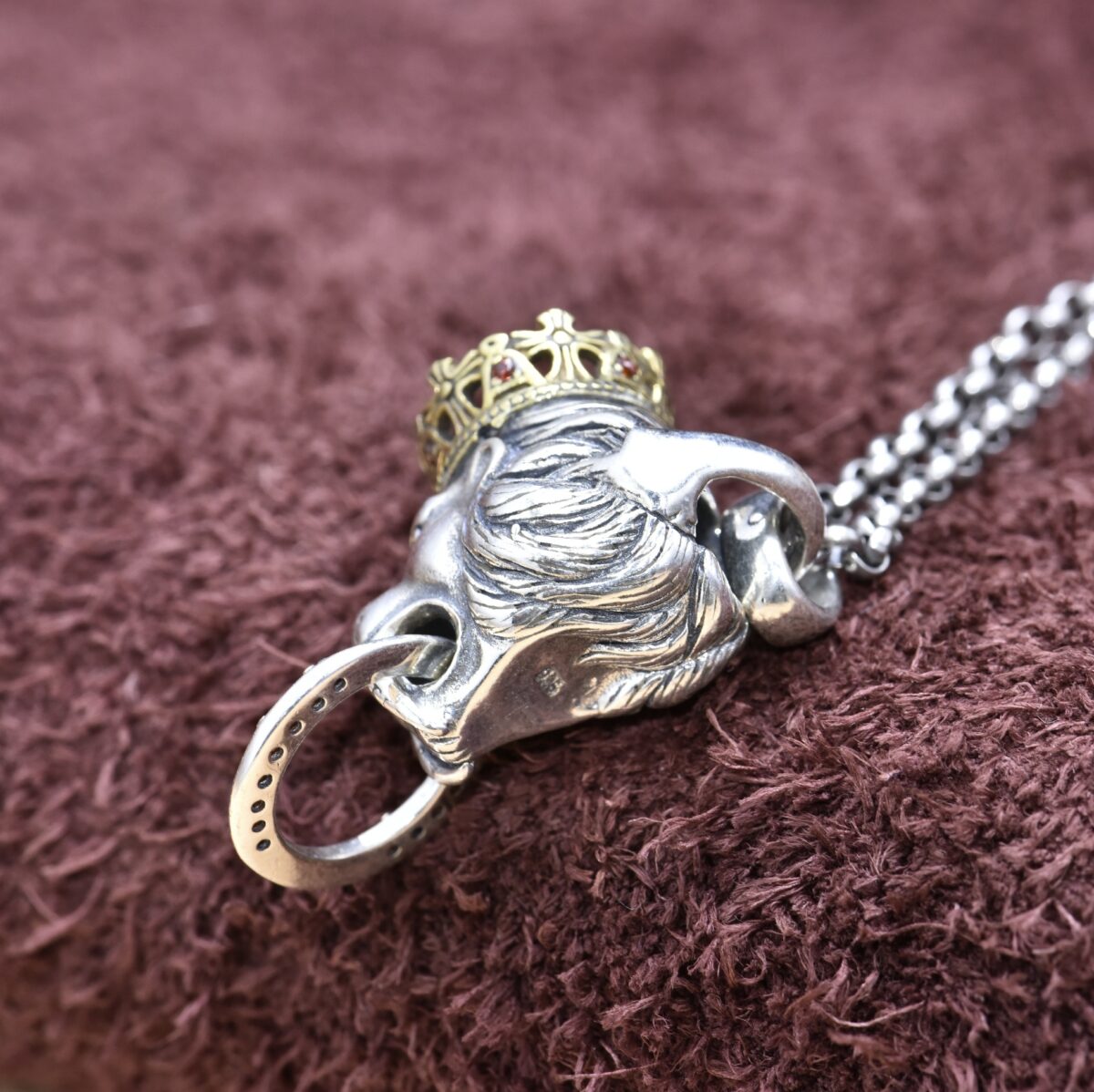 S925 Silver Vintage Lion Pendant Keychain Pendant - Image 2